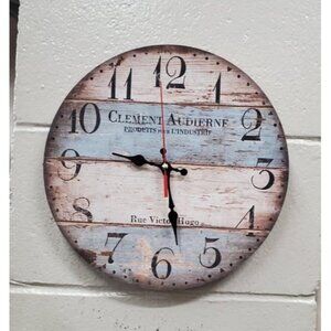 New 12 Inch Silent Vintage Wooden Round Wall Clock Arabic Numeral Vintage Rustic
